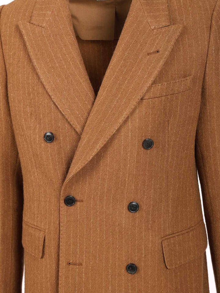 Dries Van Noten Regular Fit Double Breasted Blazer Coats - Brown | 47ab6e2c4764befa9e1bd7a71b796371fa2011db