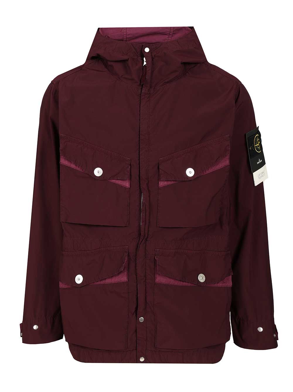 Stone Island Hooded Jacket Jackets - Bordeaux | 9f58fce29498081ca14054086da830eac95abc0c