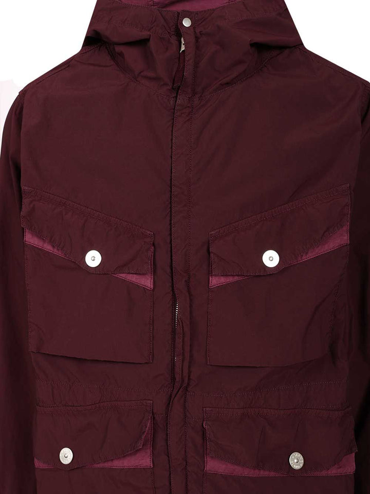 Stone Island Hooded Jacket Coats - Bordeaux | 3346d0961f41f32c3663a1bc048c5b44391b84ae