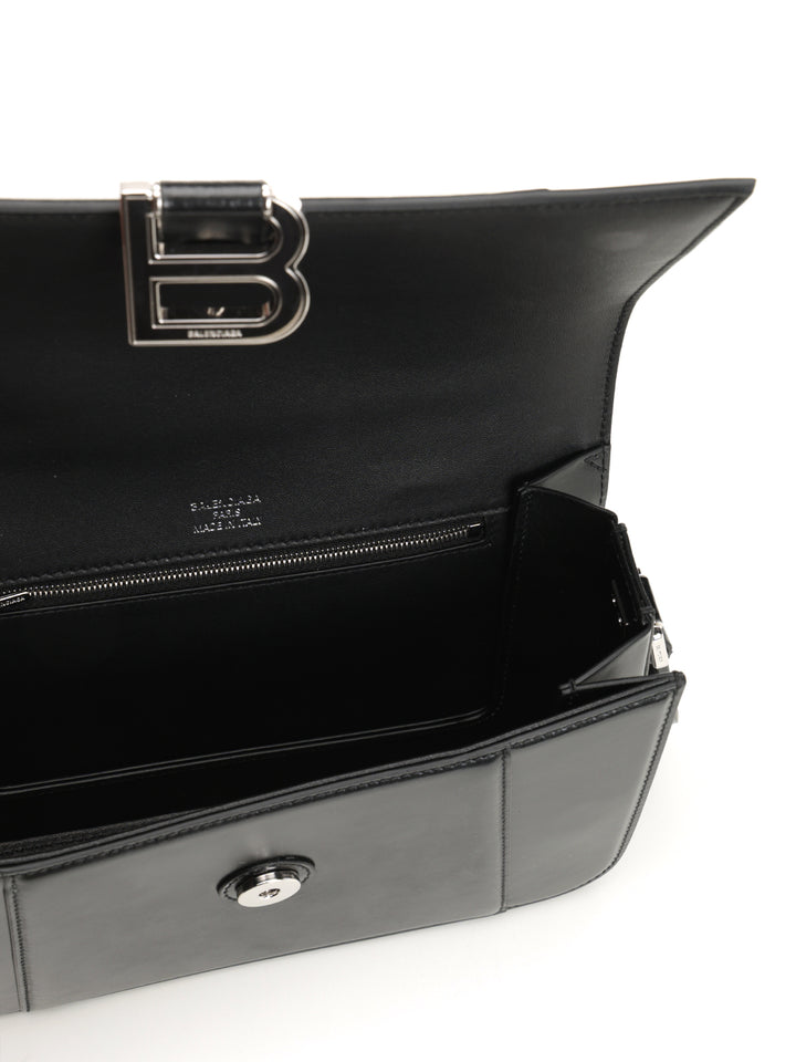 Balenciaga Hourglass Medium Flap Bag Crossbody Bags - Black | c62a3bbc893d8ddb6b4e631448bd835f580a67ce