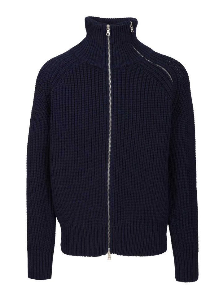 Dries Van Noten Zip Cardigan Knitwear - Blue | 36edbff91339c3448f4114965cc51ba4dafc7e10