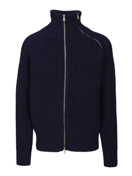 Zip Cardigan Knitwear Blue