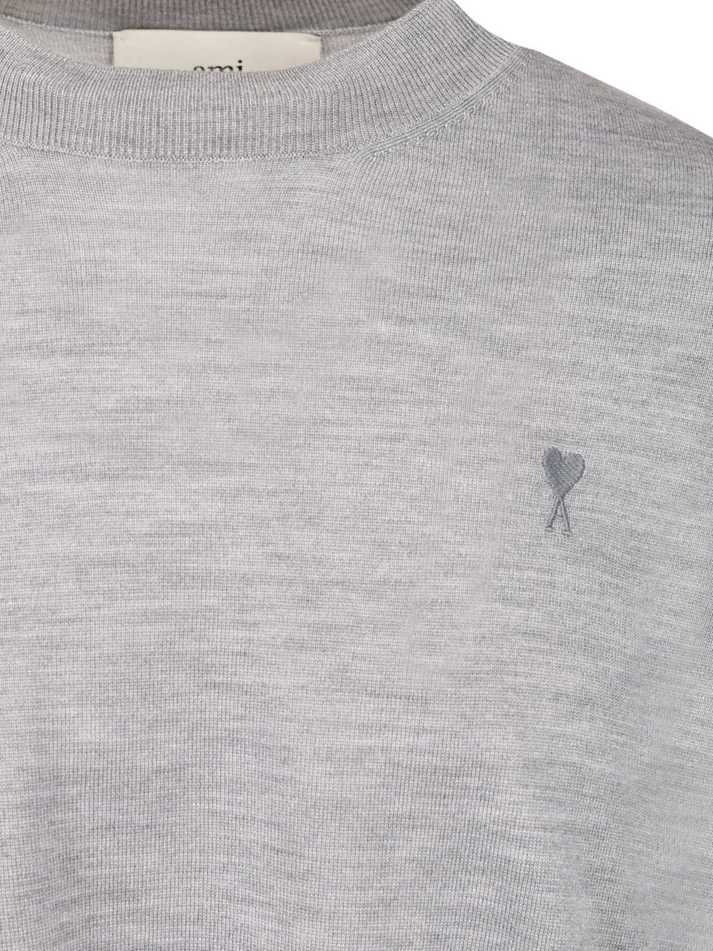 Ami Ami De Coeur Sweater Knitwear - Grey | 34ec415a44bb8ff9181eb7609793e28980a7cb35