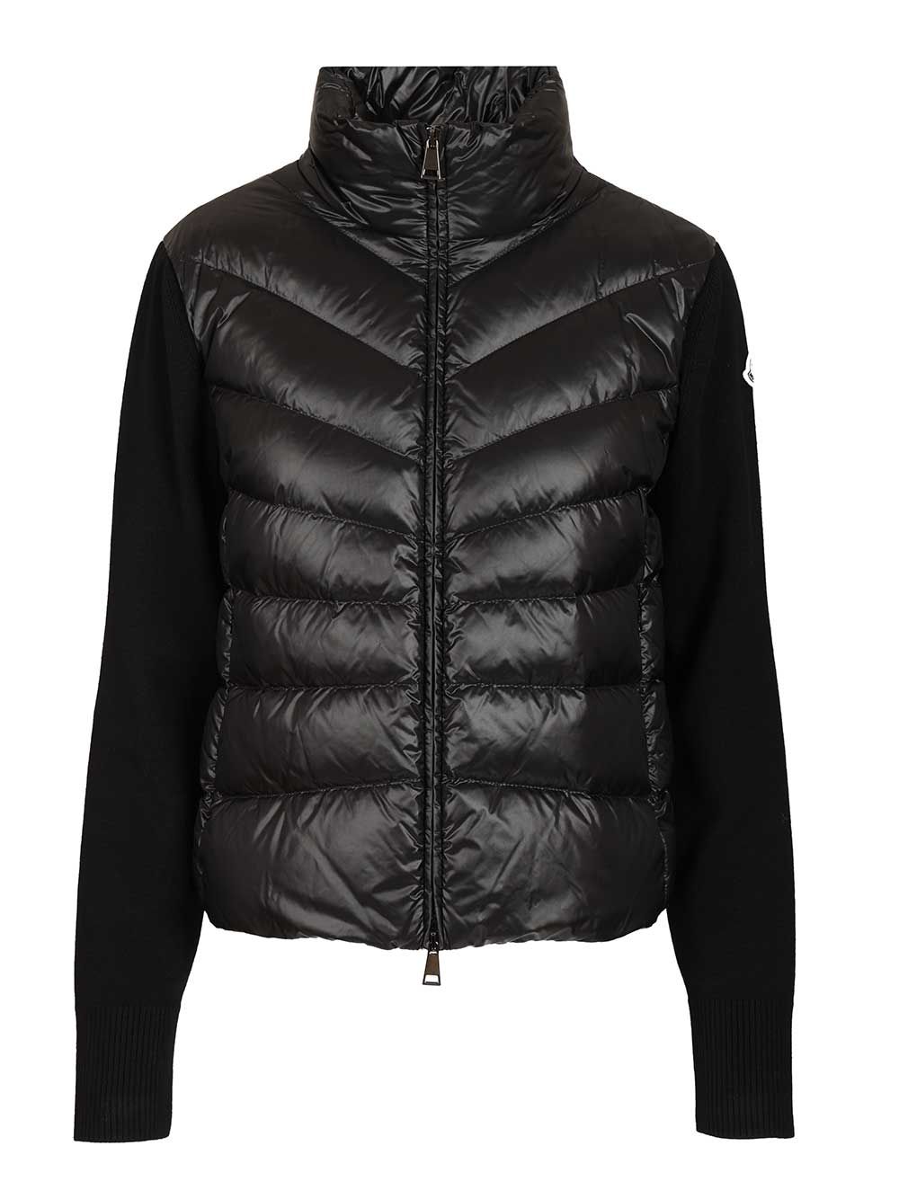 Moncler Padded Cardigan With Zip Knitwear - Black | 1b78096afeb58b4d0f566451a93696bf4d6f8808