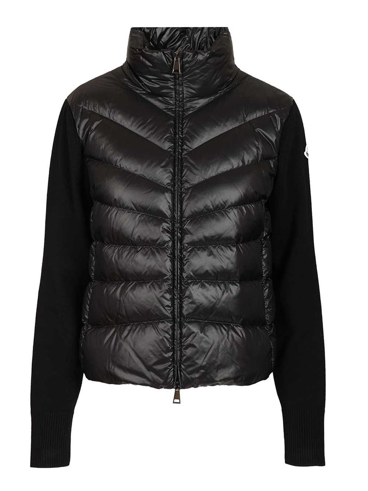 Moncler Padded Cardigan With Zip Knitwear - Black | 1b78096afeb58b4d0f566451a93696bf4d6f8808