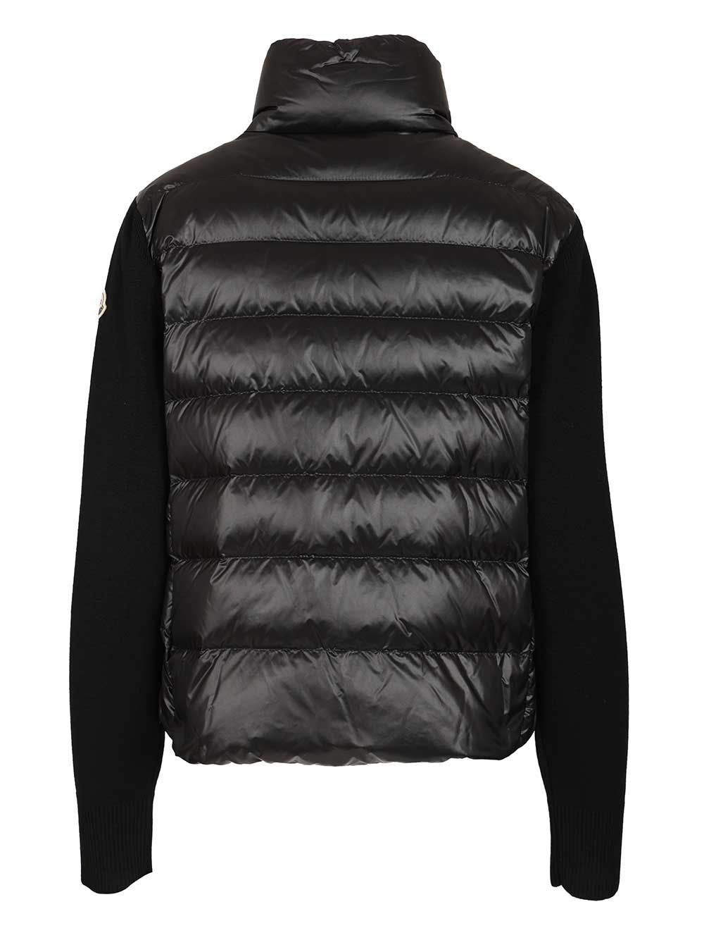 Moncler Padded Cardigan With Zip Knitwear - Black | d4b00e289b27372ec49c578faba27aec1a45cf82