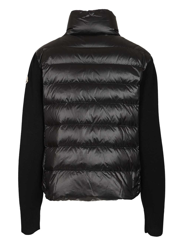 Moncler Padded Cardigan With Zip Knitwear - Black | d4b00e289b27372ec49c578faba27aec1a45cf82