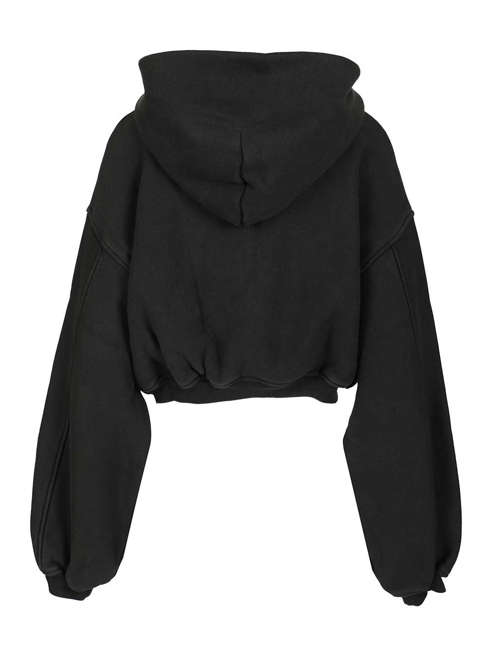 Alexander Wang Oversized Cropped Hoodie Jackets - Black | 43e94591cb2839b2a62e97a586539a7c25349747