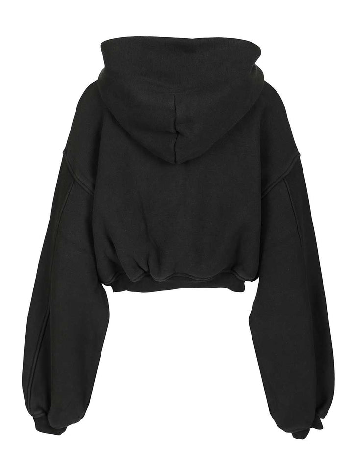 Alexander Wang Oversized Cropped Hoodie Jackets - Black | 43e94591cb2839b2a62e97a586539a7c25349747