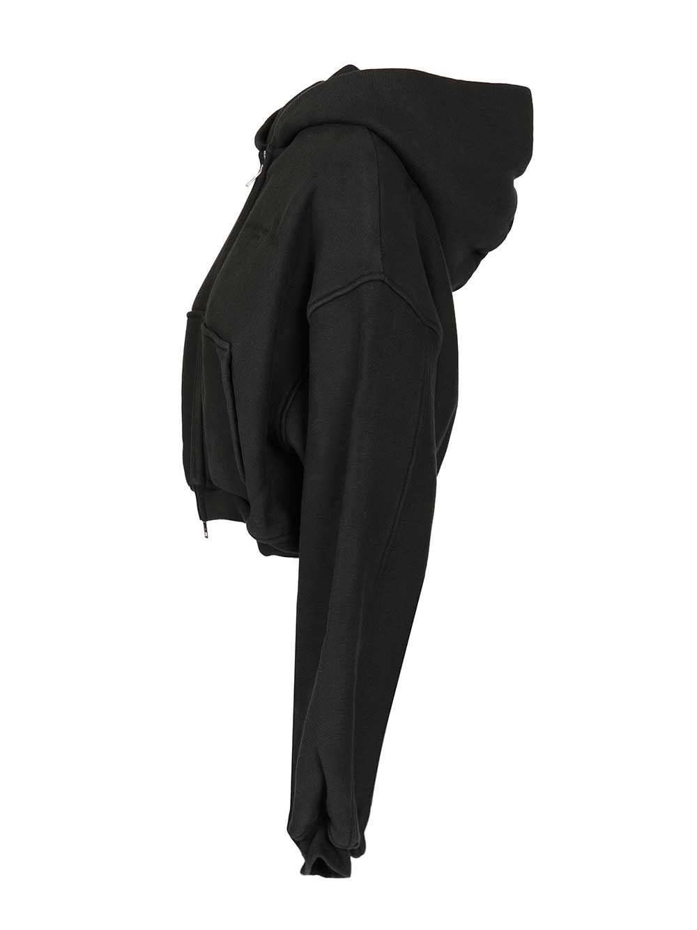 Alexander Wang Oversized Cropped Hoodie Jackets - Black | 1e73daf9a399245bc7870a3c9f0d85e34b486951