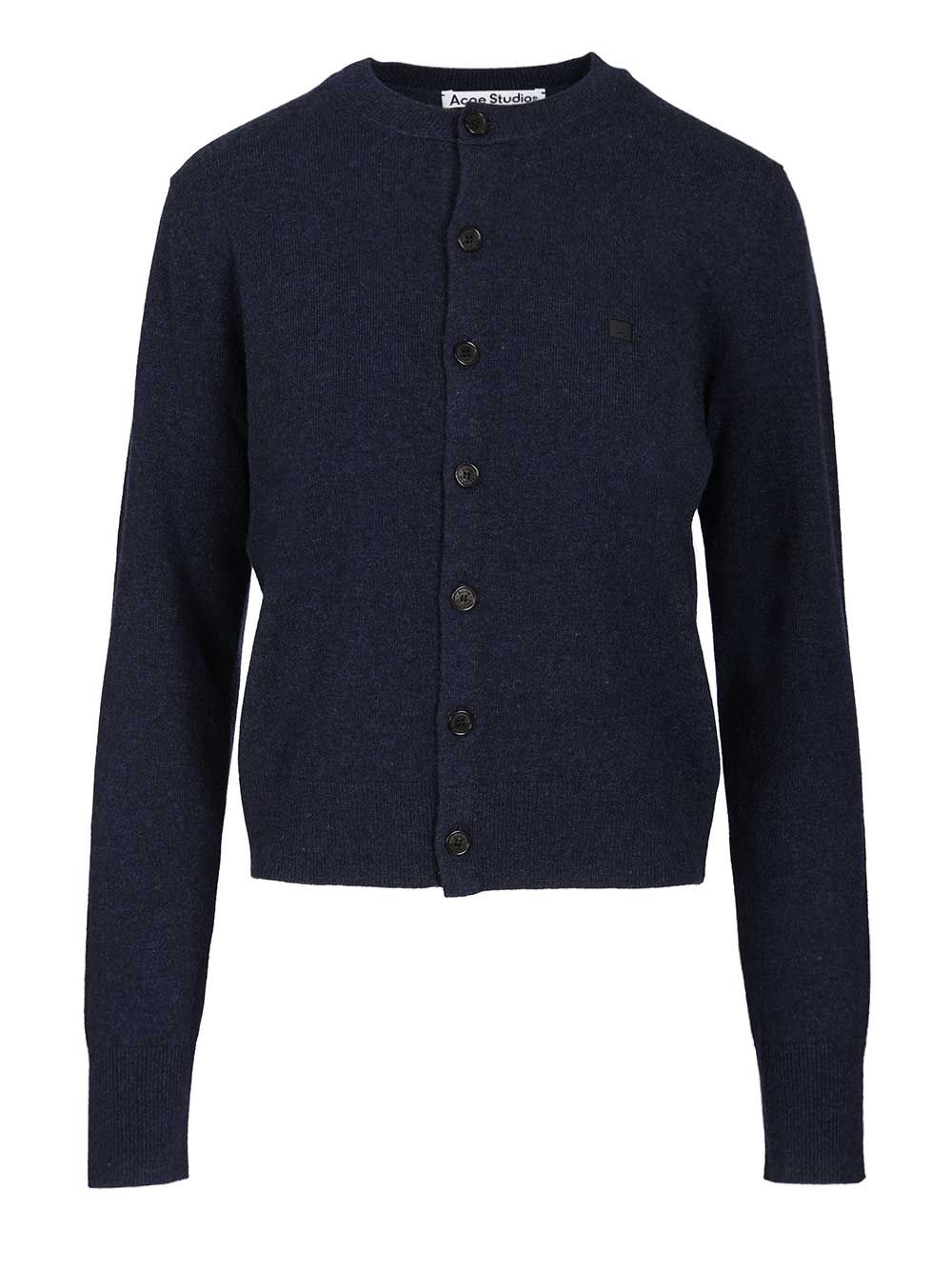 Acne Studios Crew Neck Wool Cardigan Knitwear - Black | d03a27fff1943ad77dedc4ceea42e807cf1060e9