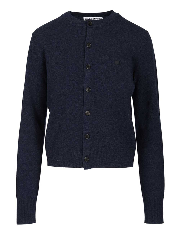 Acne Studios Crew Neck Wool Cardigan Knitwear - Black | d03a27fff1943ad77dedc4ceea42e807cf1060e9