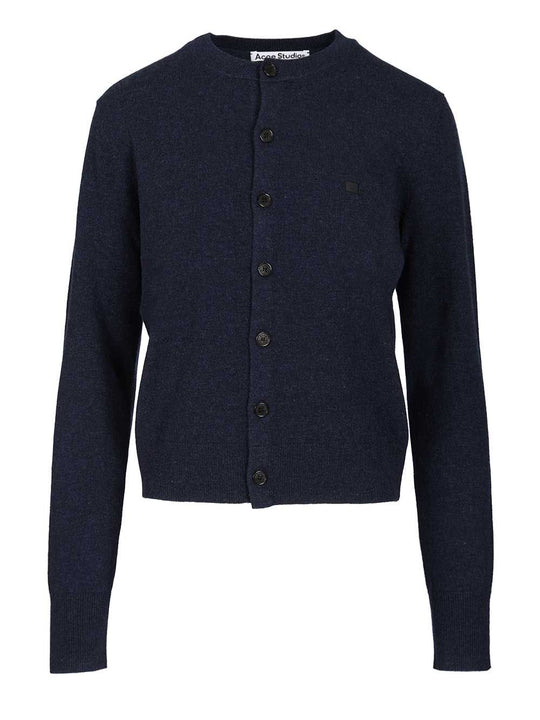 Crew Neck Wool Cardigan Knitwear Black