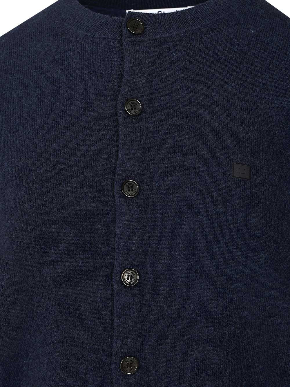 Acne Studios Crew Neck Wool Cardigan Knitwear - Black | ae9effe42622487de06bfea80b72753b36db8ab6