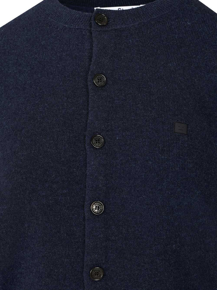 Acne Studios Crew Neck Wool Cardigan Knitwear - Black | ae9effe42622487de06bfea80b72753b36db8ab6