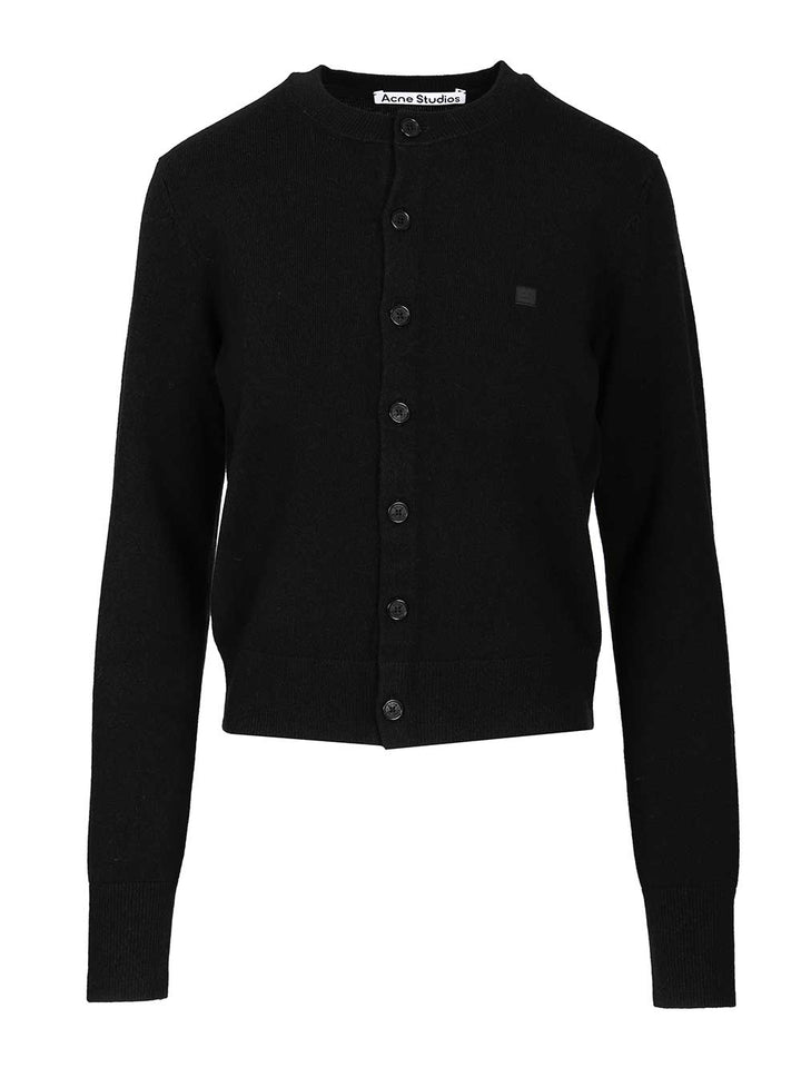 Acne Studios Crew Neck Wool Cardigan Knitwear - Black | 254ab35f1c7057bd881b607ebb823c5d2ccb4413