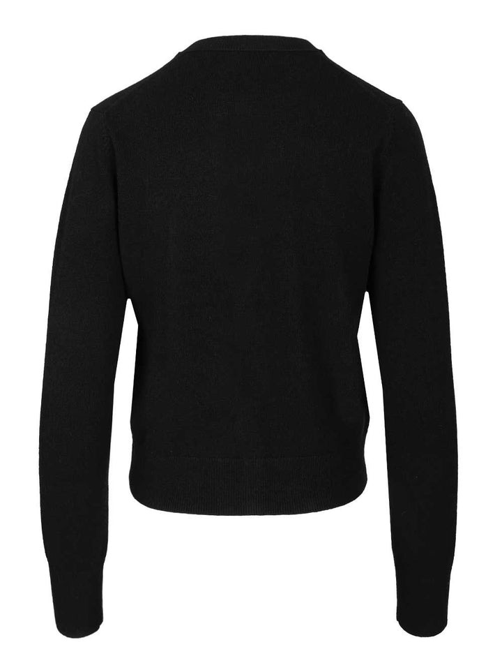 Acne Studios Crew Neck Wool Cardigan Knitwear - Black | 1f361d2e91db3080c022572b6e2df06f5a878626