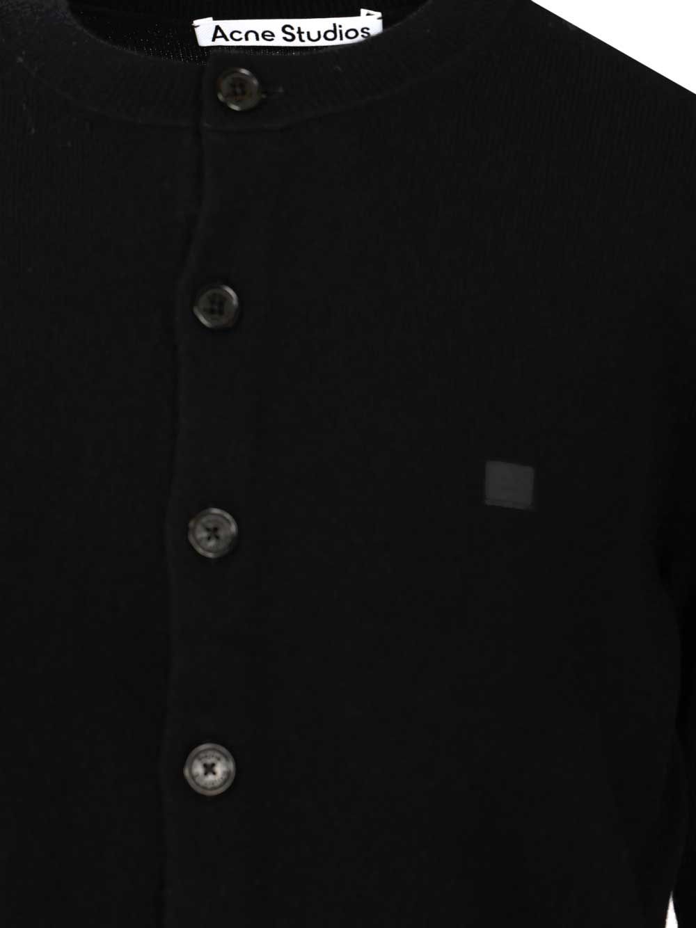 Acne Studios Crew Neck Wool Cardigan Knitwear - Black | d46a8a9c93027257905c8d29613d6f4ecefc2677