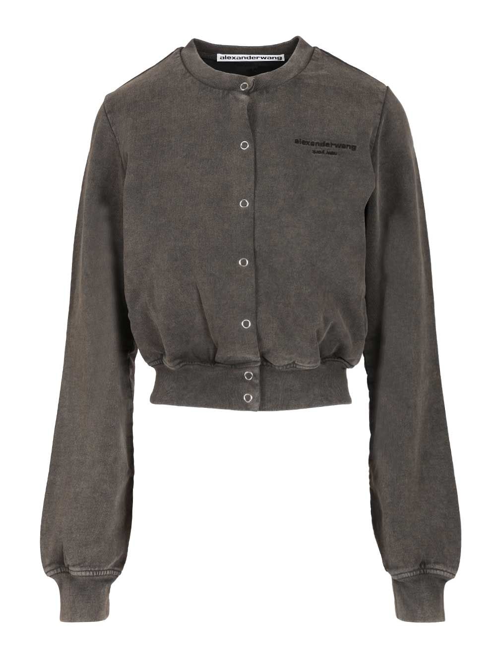 Alexander Wang Short Cotton Cardigan Sweatshirts - Black | a5c8d065d79761c5902b998e5e16de684c199041