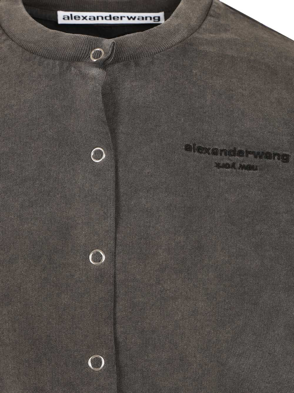 Alexander Wang Short Cotton Cardigan Sweatshirts - Black | 3551103c4cf25e91d60b00810b16b1827190f79a