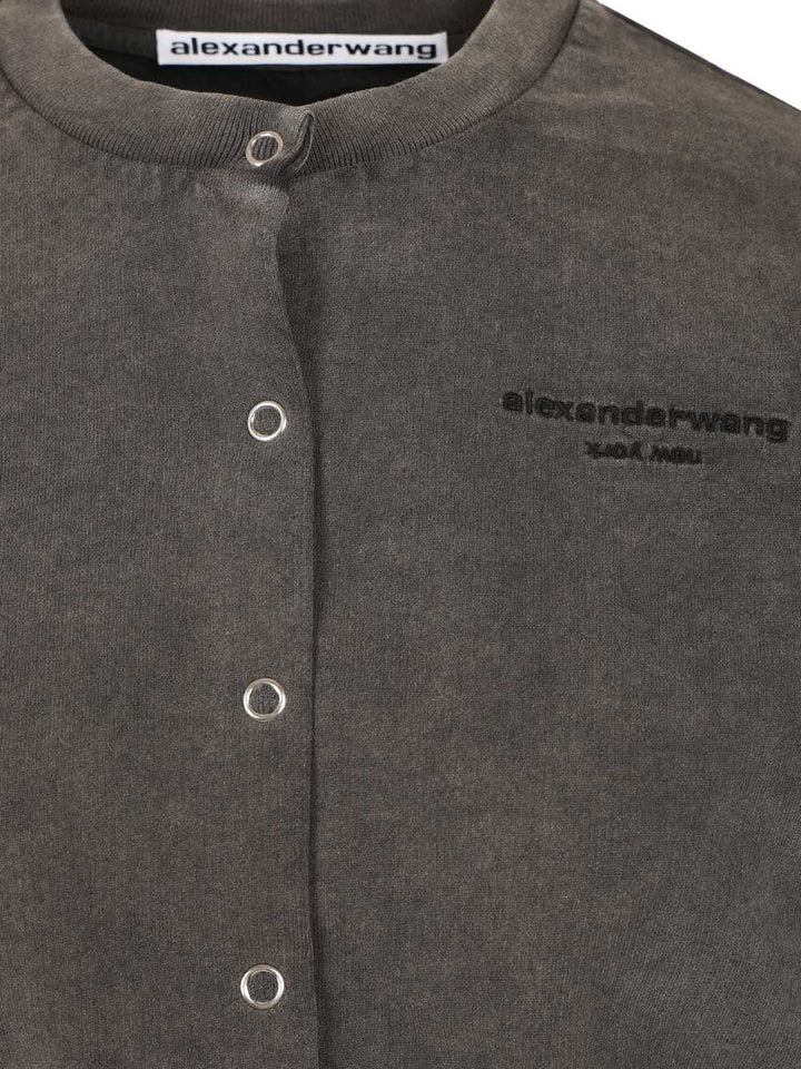 Alexander Wang Short Cotton Cardigan Sweatshirts - Black | 3551103c4cf25e91d60b00810b16b1827190f79a