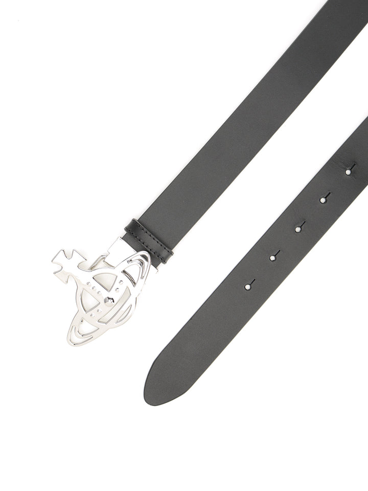 Vivienne Westwood Leather Belt With Orb Buckle Belts - Black | fd4ff46ec16c87d7715b0ebff1cccfcff50909ec