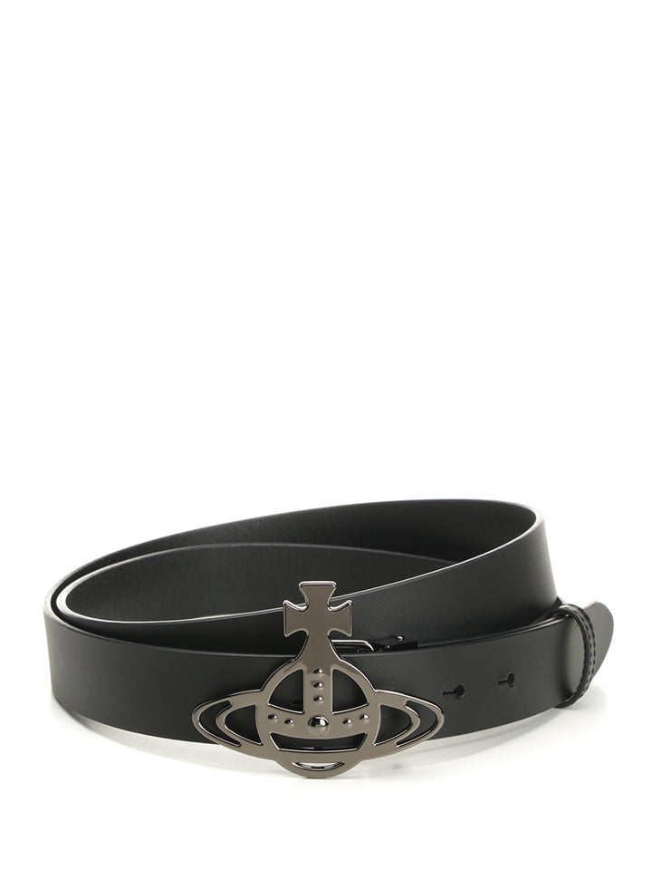 Vivienne Westwood Leather Belt With Orb Buckle Belts - Black | db027125b137d06bf17743a5294608ba1531e5be