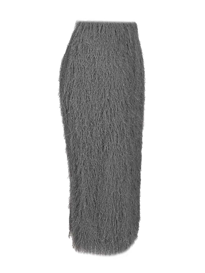 Dries Van Noten Fringed Skirt Skirts - Grey | 414047a6f4942b66a91adecb48454fe0fa693e99