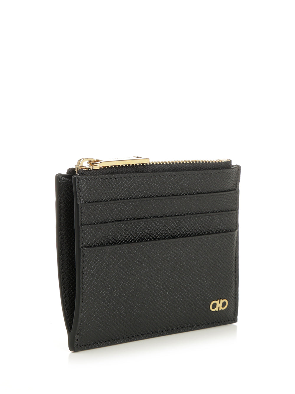 Ferragamo Credit Card Holder With Zip Wallets - Black | 2937aa414fe8c14e66c429a4f1acfd3461447e0f