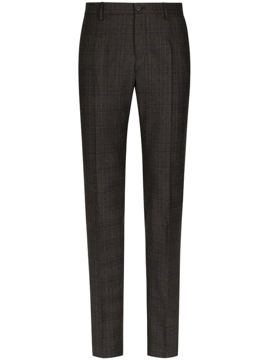 Prince Of Wales Patterned Wool Tailored Trousers
