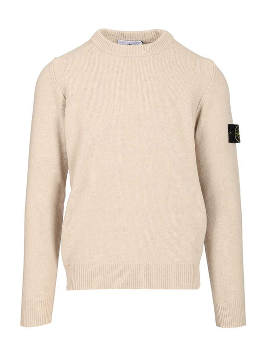 Lambswool Crewneck Sweater Knitwear Beige