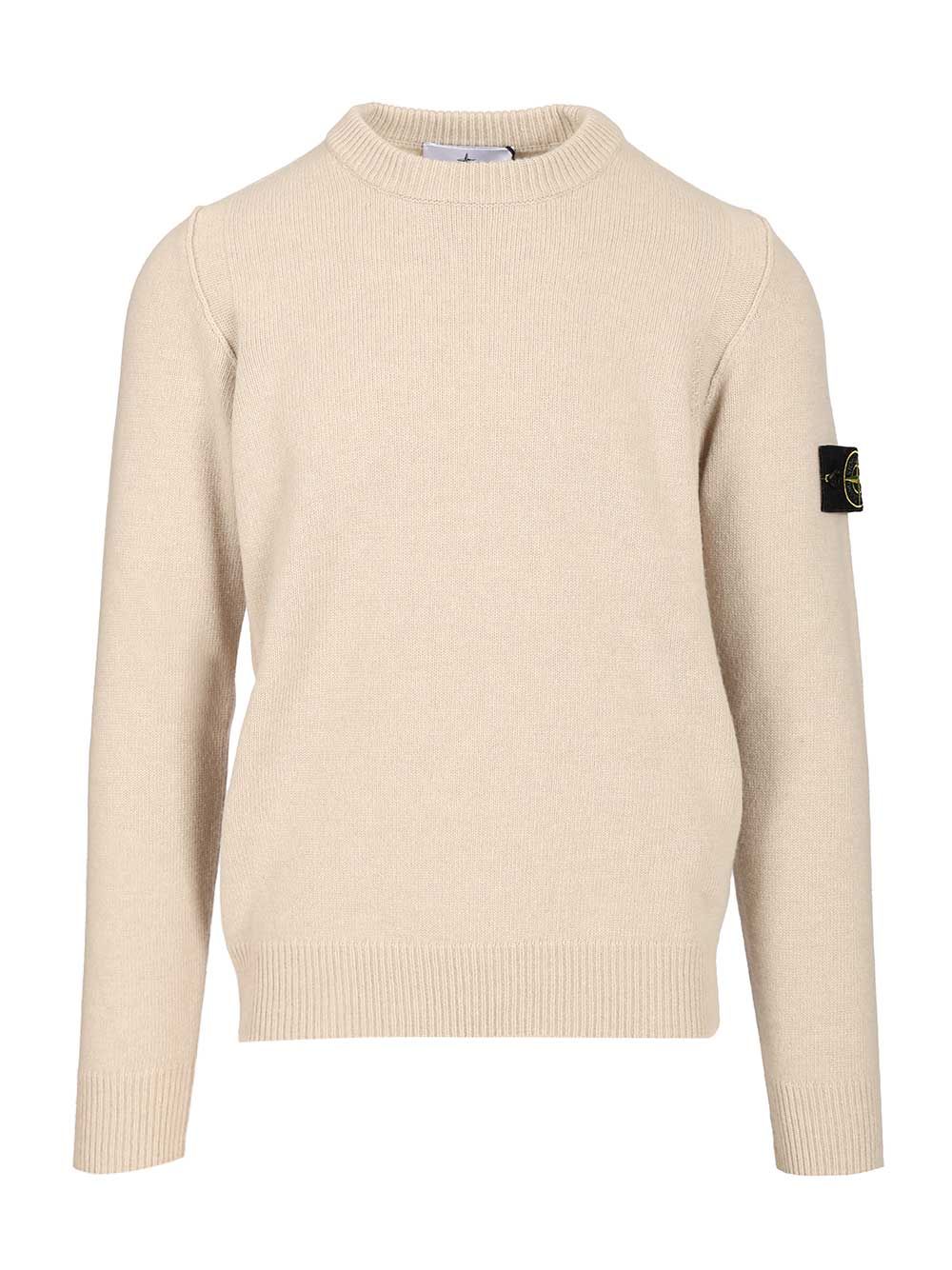 Stone Island Lambswool Crewneck Sweater Knitwear - Beige | d43a180664fb9c1b98925a144fbae261e69948e3