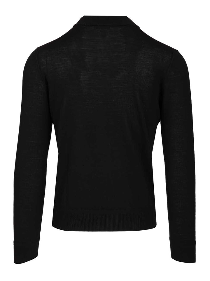 Al Duca D'Aosta Long-Sleeved Zip-Up Polo Shirt Knitwear - Black | 0bba76361cdf14f04aeef34aa3e238eedb125e69