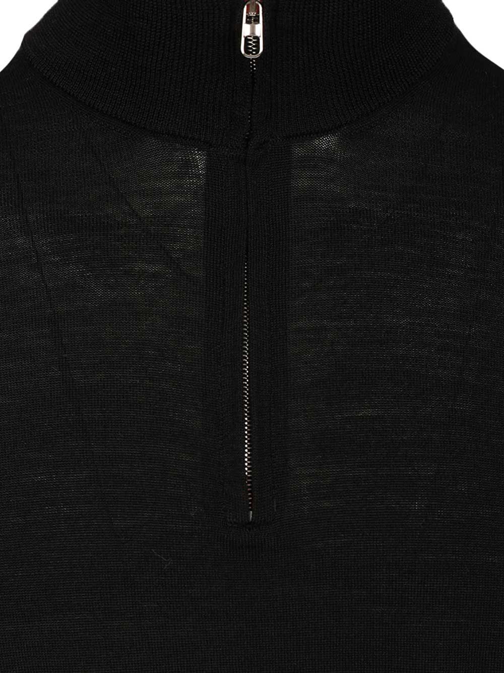 Al Duca D'Aosta Long-Sleeved Zip-Up Polo Shirt Knitwear - Black | d1024e6069e601d1cb1534a83266634fc9aaba39