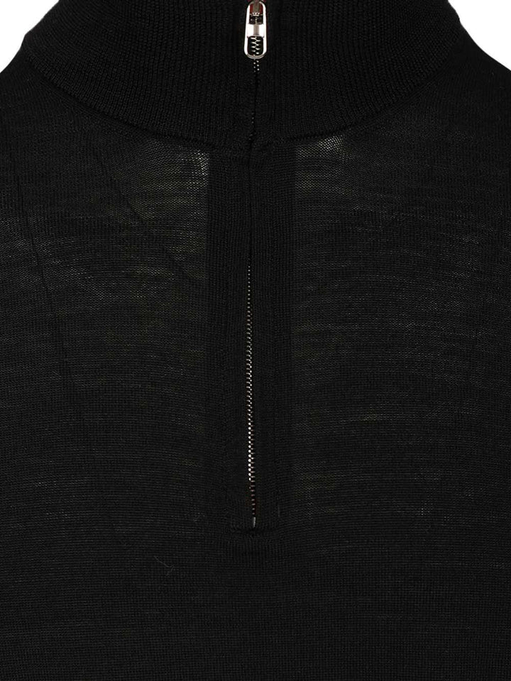 Al Duca D'Aosta Long-Sleeved Zip-Up Polo Shirt Knitwear - Black | d1024e6069e601d1cb1534a83266634fc9aaba39
