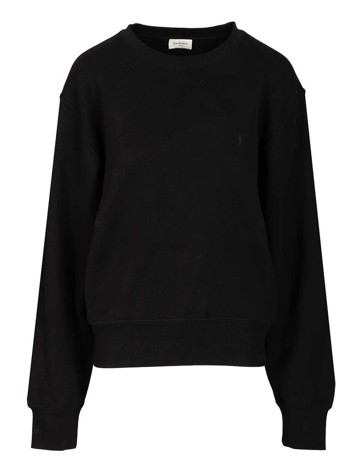 Saint Laurent Cassandre Cotton Sweatshirt Sweatshirts - Black | f92b1c83624e3f0095c4963dfabaa2a54e55041d