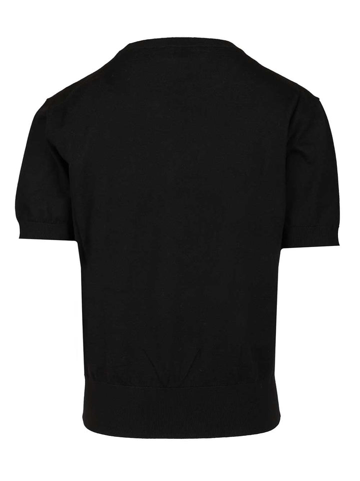 Saint Laurent Short-Sleeved Wool Sweater Knitwear - Black | 408dde858f7c27e29b2ecf27b86a6975c9a6257c