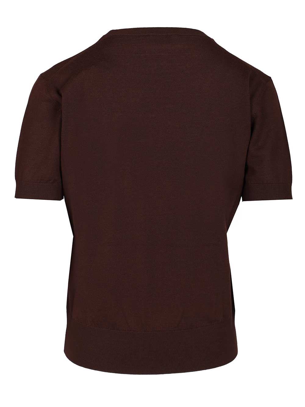 Saint Laurent Short-Sleeved Wool Sweater Knitwear - Brown | 8f5342110b0711a219e0033fc806ae24ca19076b