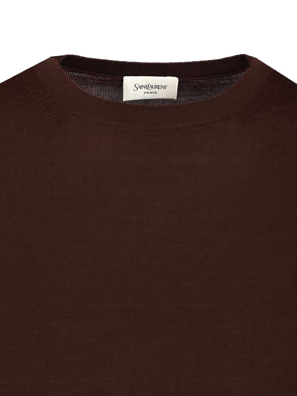 Saint Laurent Short-Sleeved Wool Sweater Knitwear - Brown | a3a55821159ec236f5e1baca64b08d14364b4291