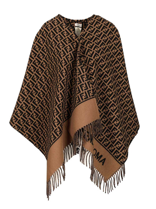 Wool And Cashmere Poncho Scarves And Foulards Brown