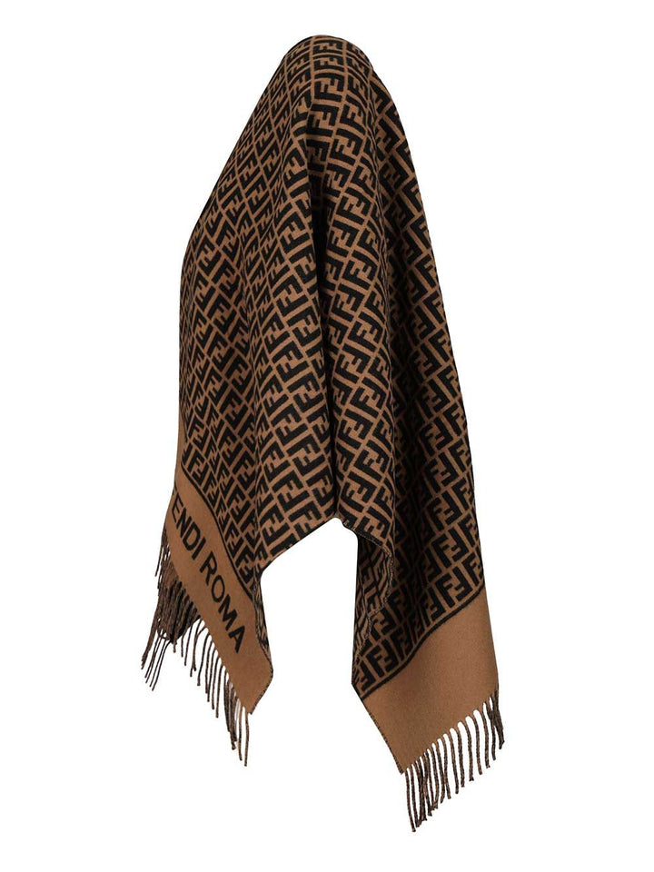 Fendi Wool And Cashmere Poncho Scarves And Foulards - Brown | 37727a83815ae480c37e141b91defe686ad4f721