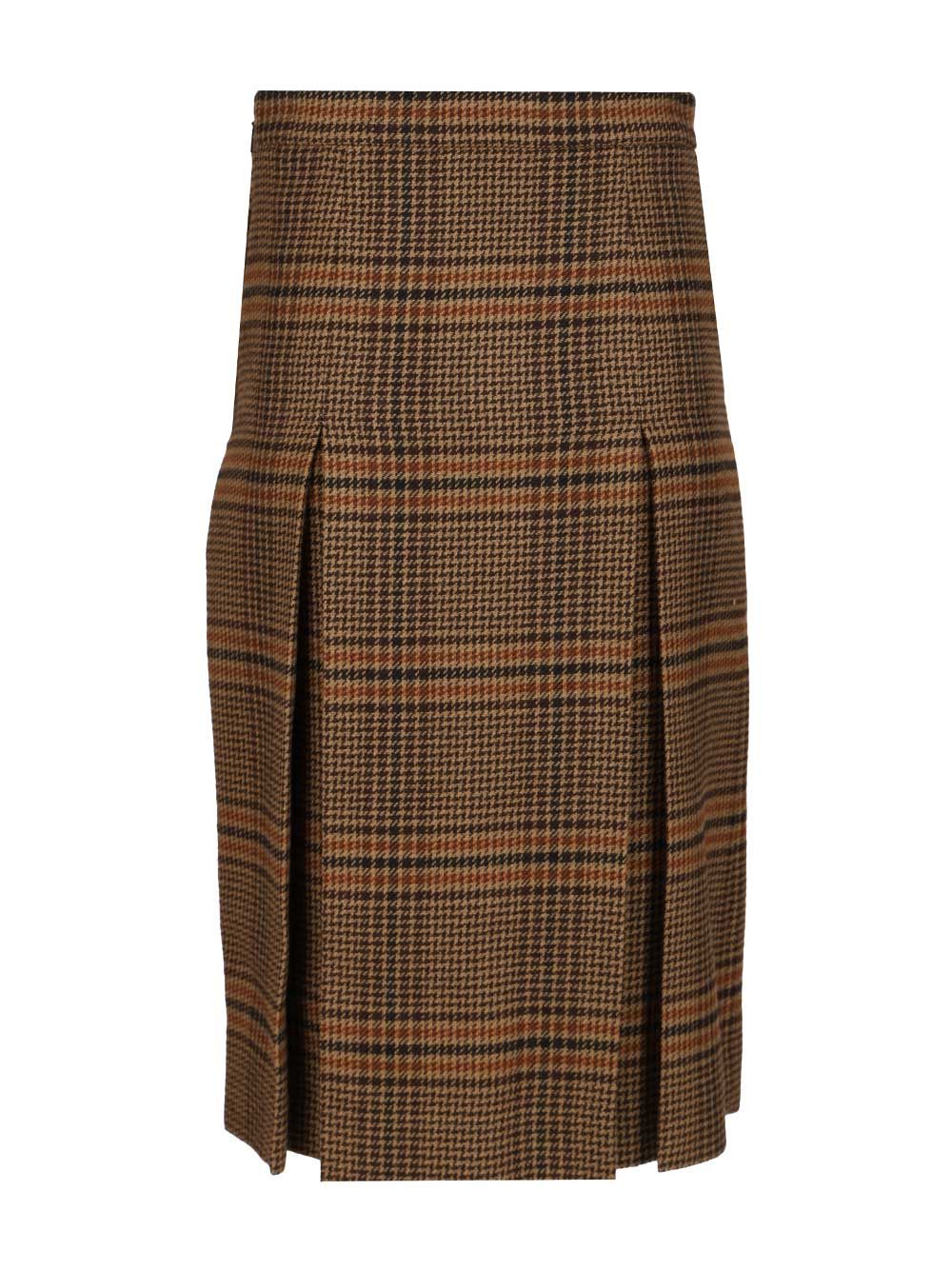 Saint Laurent Prince Of Wales Midi Skirt Skirts - Brown | dac8b8f25bf709d6a317578e7bad7b9c26707df3