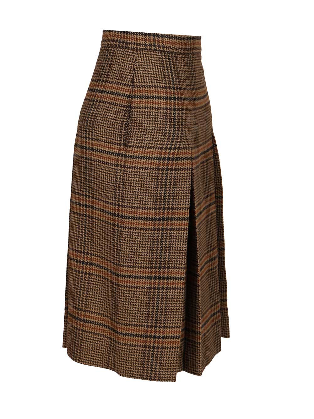 Saint Laurent Prince Of Wales Midi Skirt Skirts - Brown | 5e284220ed3cc1786716ea9ea6e6baa165249002