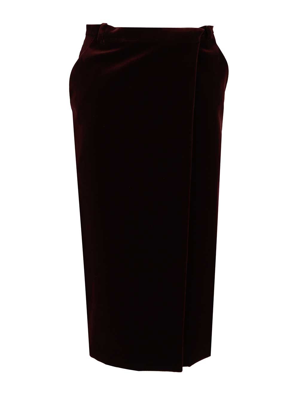 Saint Laurent Wrap Midi Skirt Skirts - Bordeaux | 54c092f482655e11d37364a193581411effa71e1