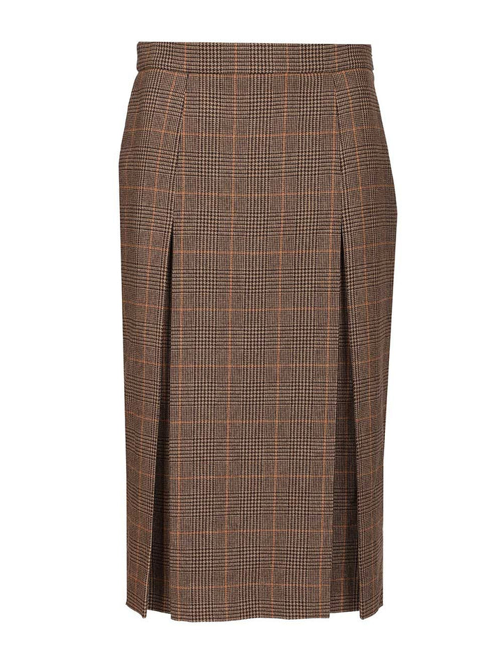 Saint Laurent Prince Of Wales Midi Skirt Skirts - Brown | 10b2f5c14b81edd87f102051e1958faa4dc95167