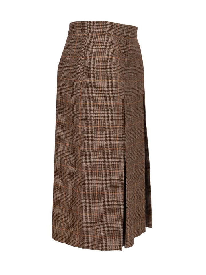 Saint Laurent Prince Of Wales Midi Skirt Skirts - Brown | f921d1fb87ecddca4e085fe214c81cf1a64626ef