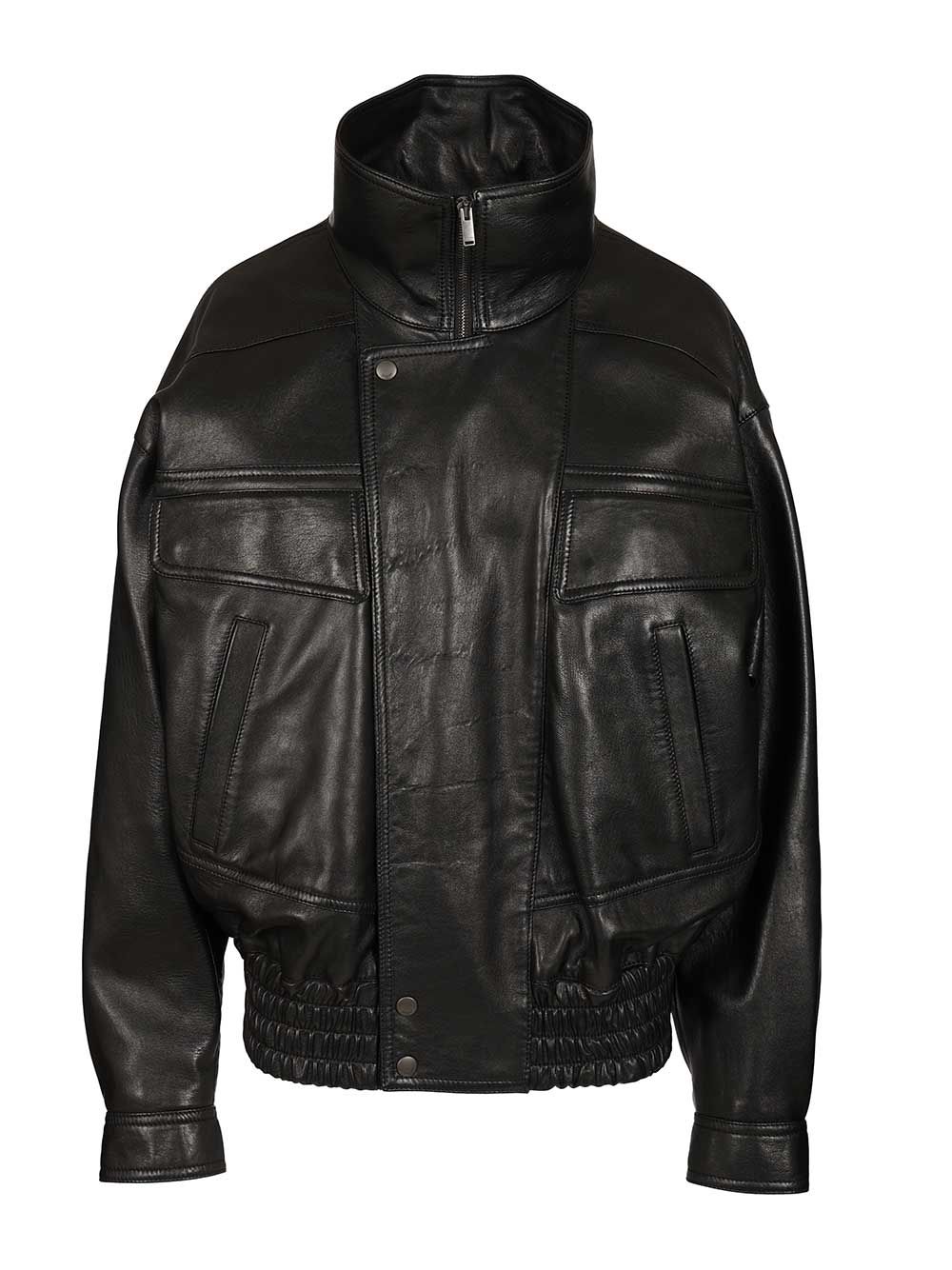Saint Laurent Bomber Jacket In Plongé Lambskin Jackets - Black | ce234b587711bf6338290a0cd2c6f1b9383b73a2