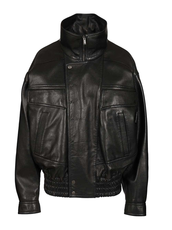 Saint Laurent Bomber Jacket In Plongé Lambskin Jackets - Black | ce234b587711bf6338290a0cd2c6f1b9383b73a2