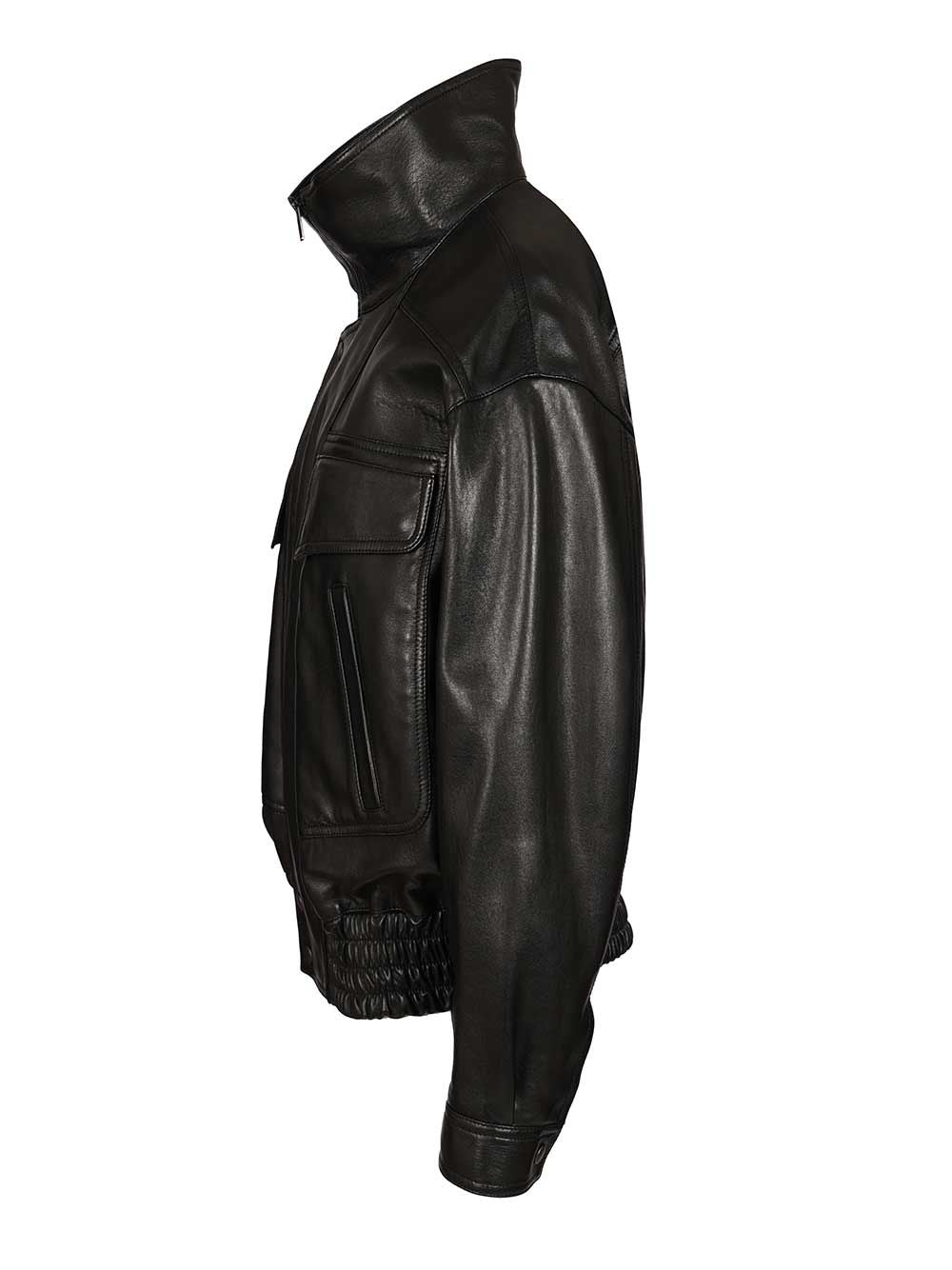 Saint Laurent Bomber Jacket In Plongé Lambskin Jackets - Black | 716f07761028119f136996b7b586d491f45b6cd3