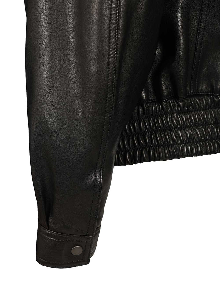 Saint Laurent Bomber Jacket In Plongé Lambskin Jackets - Black | f0c57f8d6fe803f050bea006c12dbd59c2f1e328